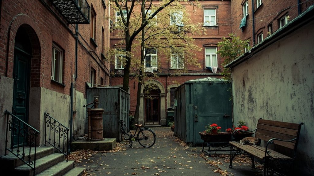 Київський прибутковий будинок на вулиці Симона Петлюри, закритий двір із каштаном
