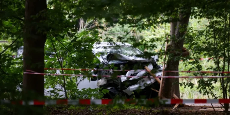 Покинутий білий фургон у берлінському парку після наїзду на учасників прайду