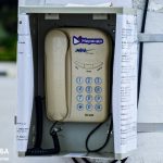 Стаціонарний телефон на Театральній площі в Євпаторії, встановлений окупаційною адміністрацією