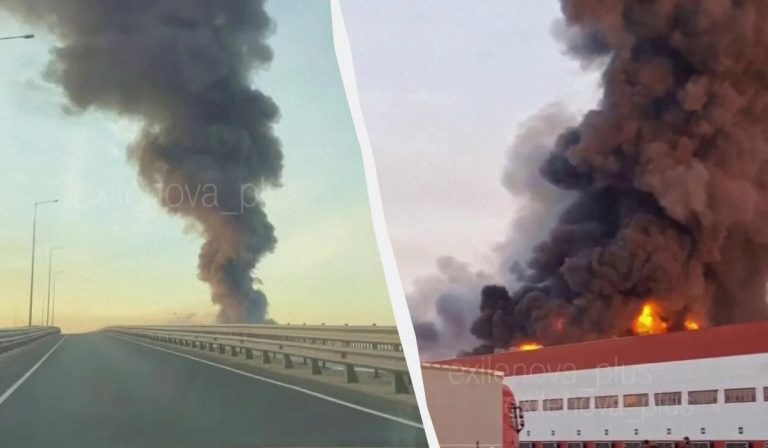Пожежі в підмосковному Подольську після нічного удару безпілотників по промислових об'єктах.