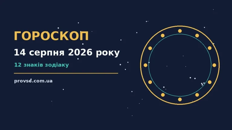 Щоденний гороскоп на 14 серпня 2026 року для дванадцяти знаків Зодіаку