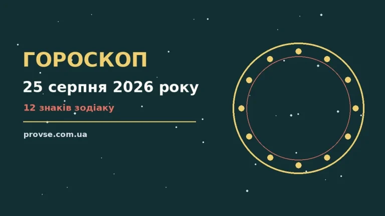 Щоденний гороскоп на 25 серпня 2026 року: прогноз для дванадцяти знаків зодіаку