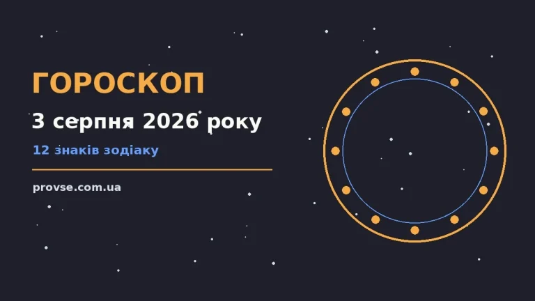 Щоденний гороскоп на 3 серпня 2026 року для дванадцяти знаків зодіаку з практичними порадами