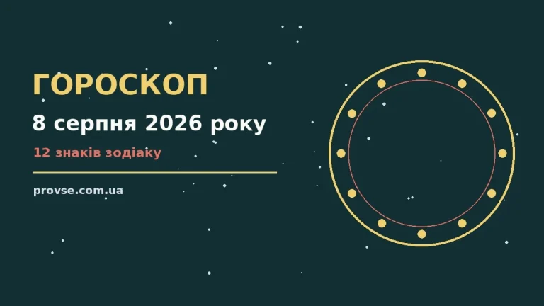 Астрологічний гороскоп на 8 серпня 2026 року, знаки зодіаку на тлі зоряного неба