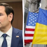 Державний прапор України на тлі символічних прапорів країн-партнерів, що привітали Україну з Днем Незалежності.